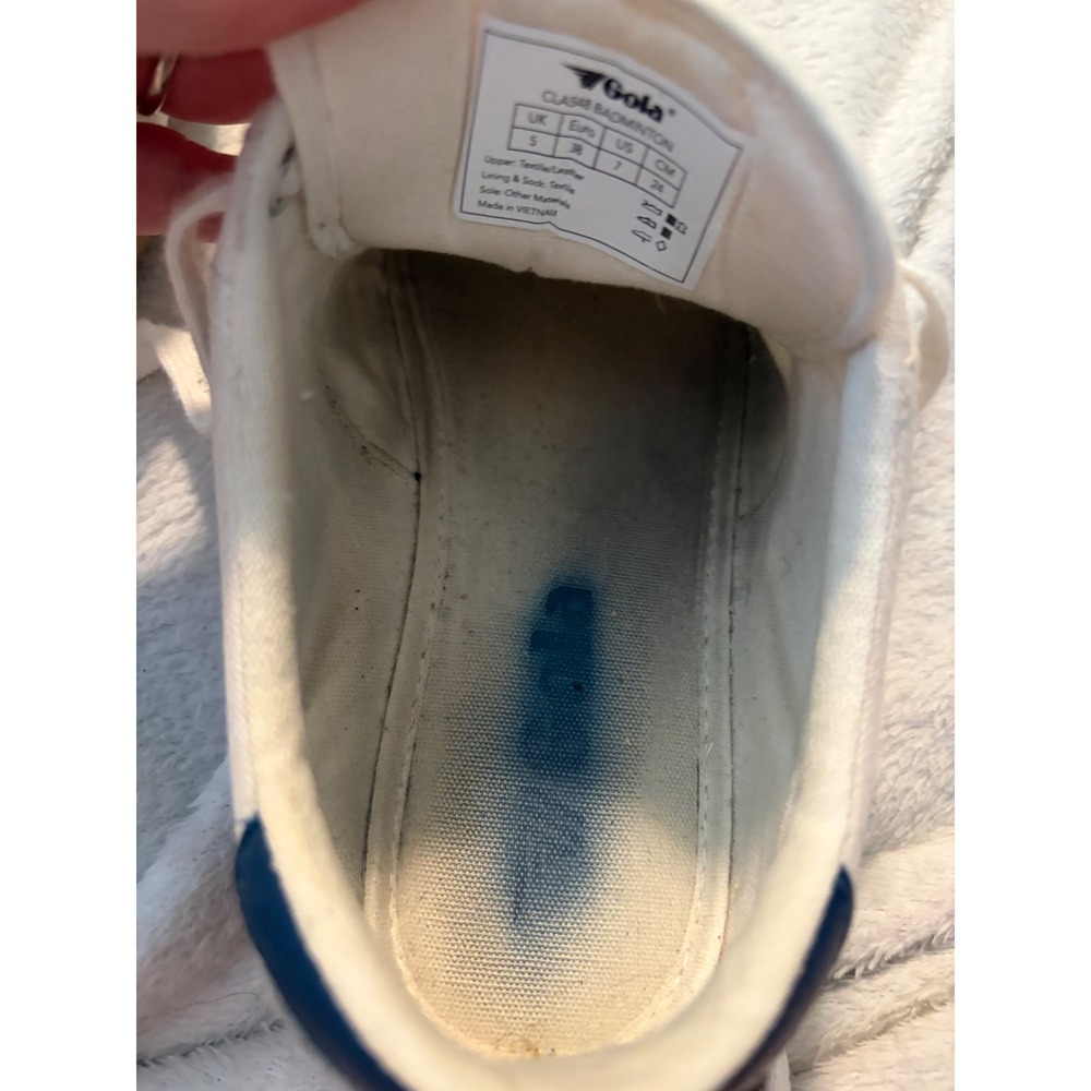 Gola Badminton Sneakers Retro White Navy Gum Sole Low Top Trainers US 7 EU 38 - Picture 9 of 10